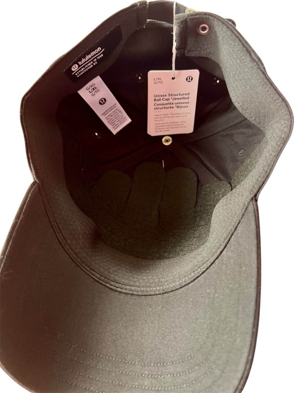 NWT - lululemon athletica Black Jeweled Baseball Cap w/ Rhinestones - Size L/XL - Picture 4 of 4